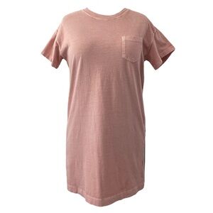 Old Navy brushed pink T-Shirt Mini dress 100% Cotton, pocket detail, NWOT, Sz: S